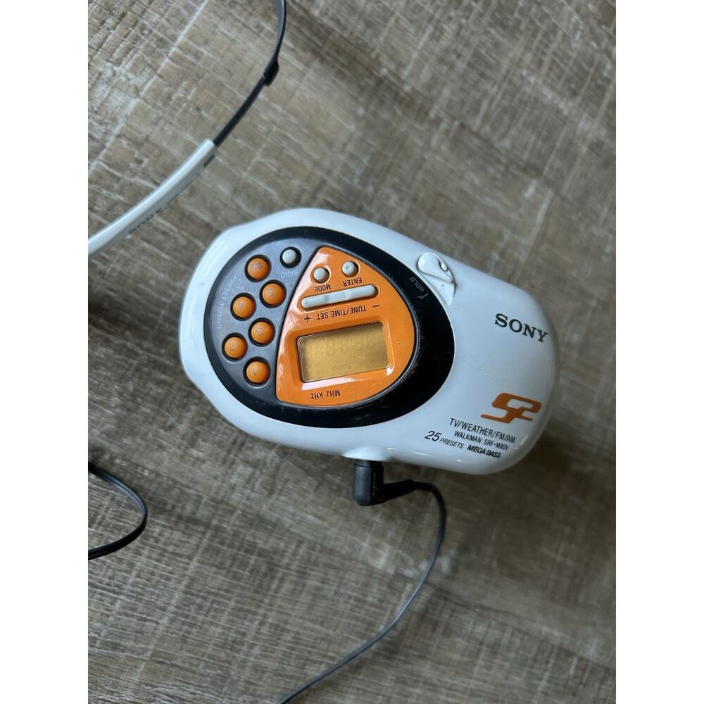 Sony Walkman Sports SRF-M80V AM FM Weather Portable Radio Tested w Headphones